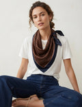 Madewell 100% Silk Bandana in Rich Brown Houndstooth