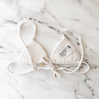 H&M White Textured Fabric Triangle Bikini Top | XS