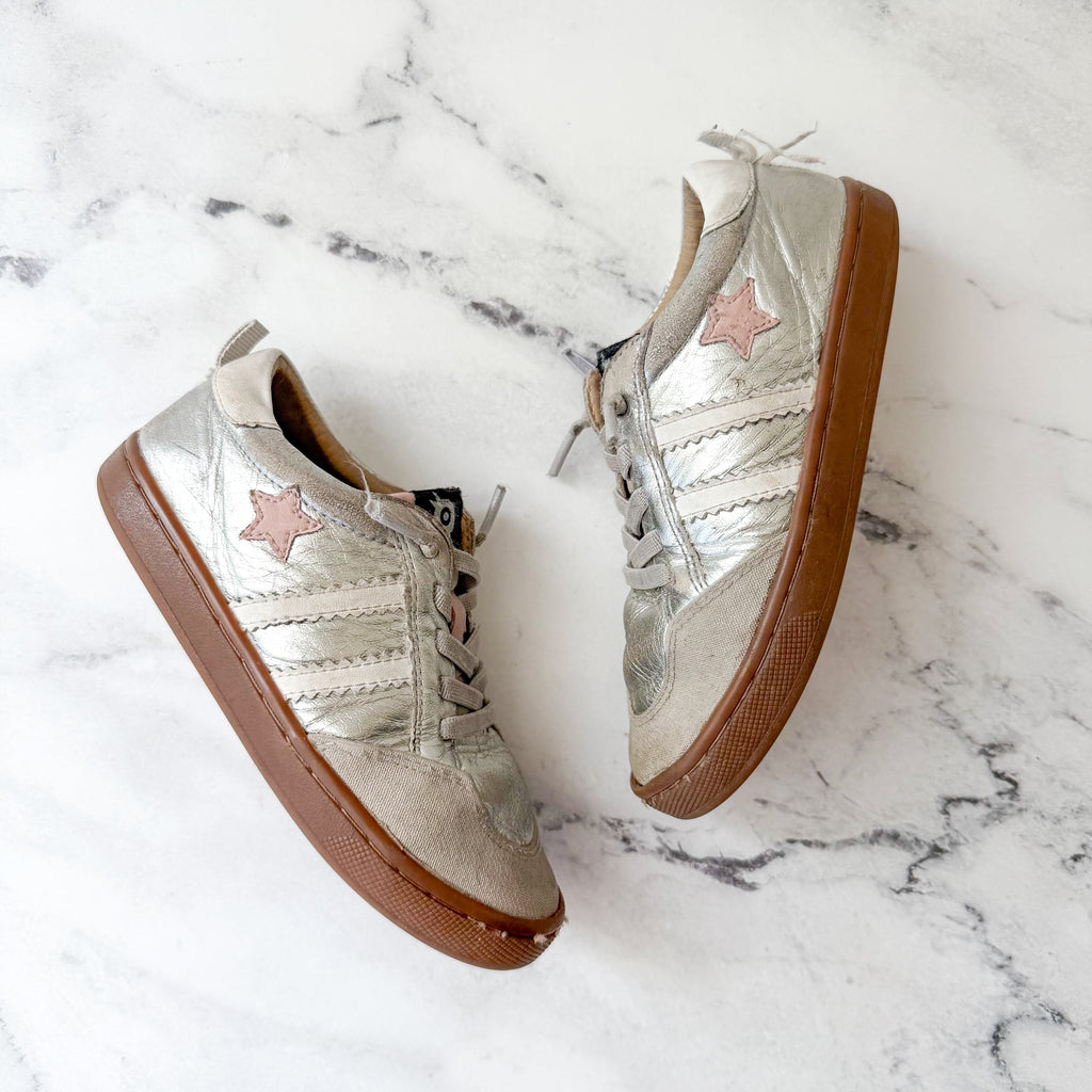 Old Soles Kids Wos Pink Star Champagne Leather Sneakers | 11