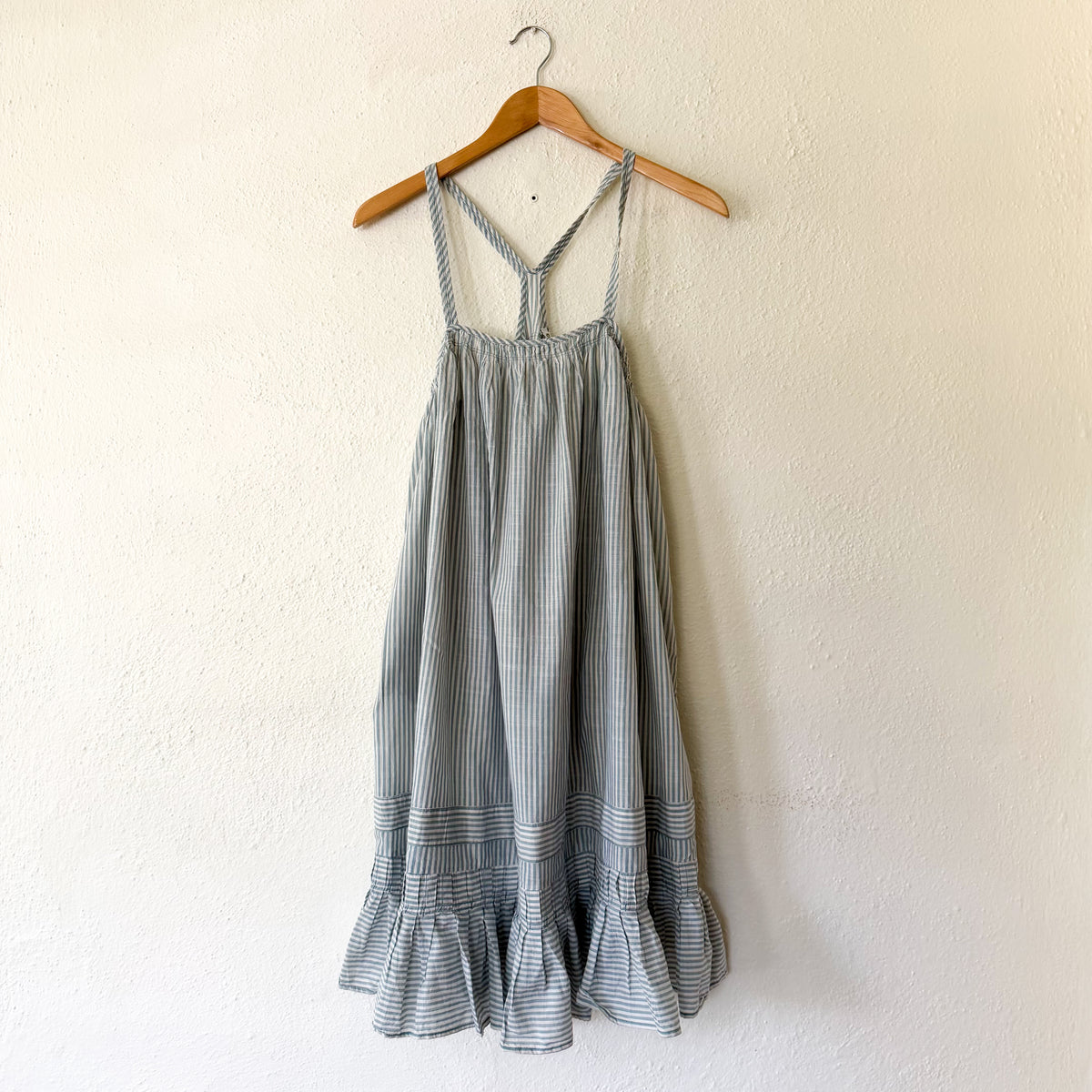 Celandine x Anthropologie Cotton Seersucker French Grey Stripe Summer Mini Dress | XXS