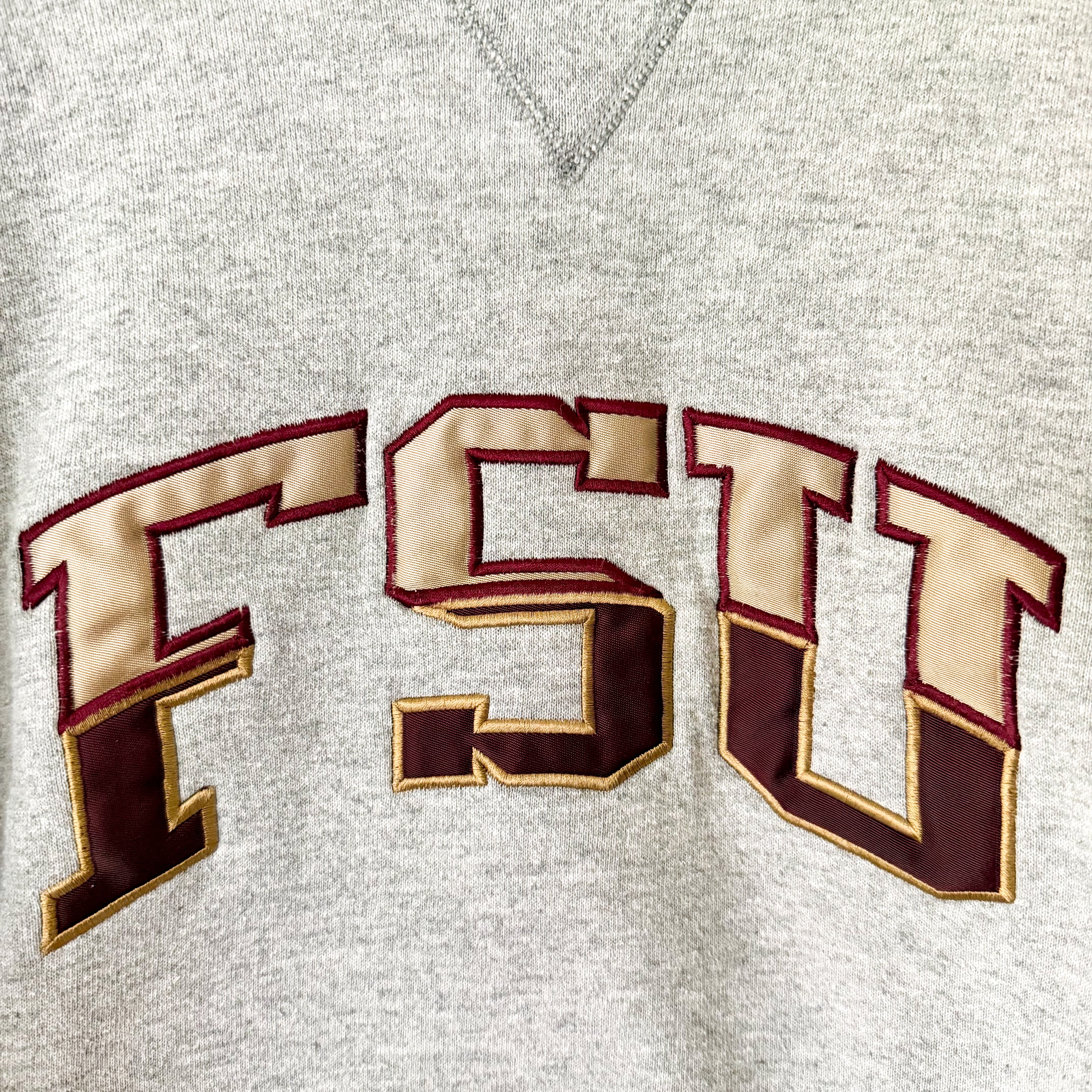 M.J. Soffe Vintage Grey FSU Florida State Embroidered Crewneck Sweatshirt | L