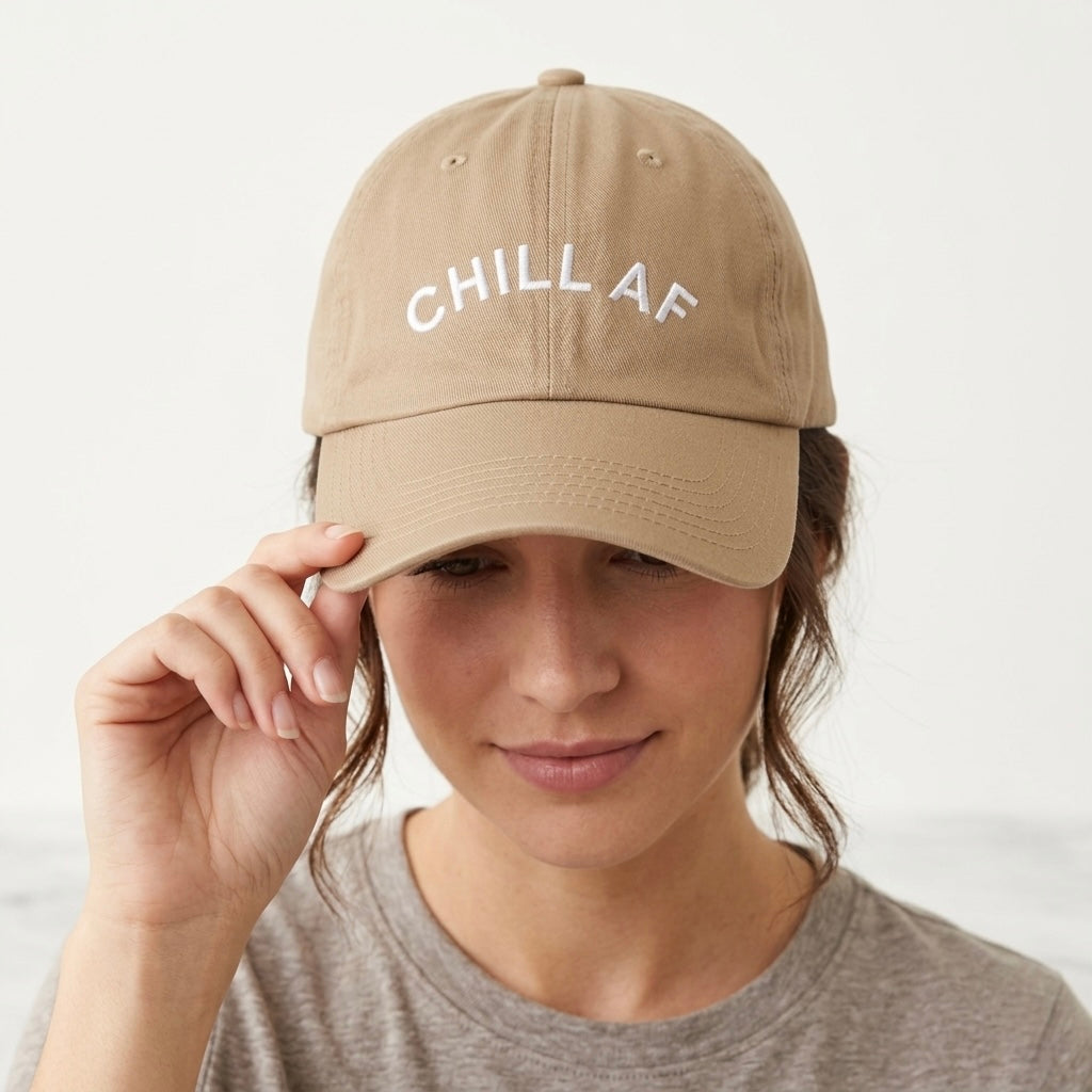 Chill AF Equilibria Embroidered Cotton Baseball Cap | Khaki