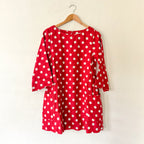 Posse Nina 100% Linen Red Polka Dot Elbow Sleeve Shift Mini Dress | S