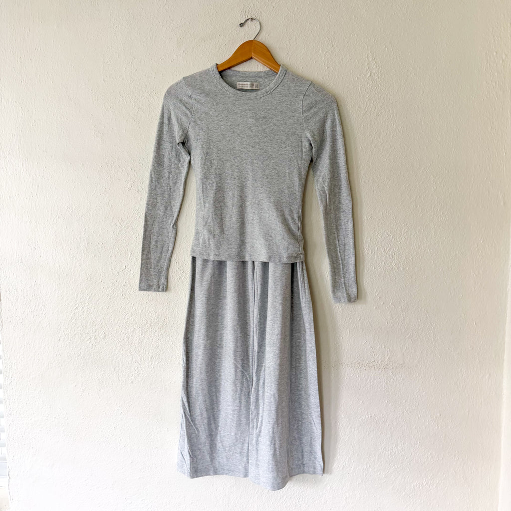 Abercrombie & Fitch Loungewear Collection Long Sleeve Sleep Set in Heather Grey | XXS