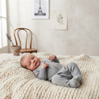 Baby Gap Heather Grey Ribbed Texture 2-Way Zipper Footed Sleeper | 0-3m