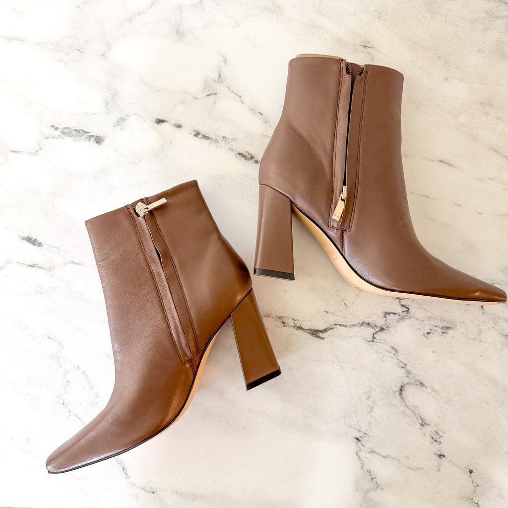 Marc Fisher LTD Yanara Pointed Toe Ankle Booties in Dark Brown | 6.5