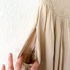 Free People Tan Lush Life Linen Smocked Strapless Dress in Bleached Sand | XS