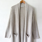 Treasure & Bond Open Front Long Duster Cardigan in Beige Oatmeal | XXS