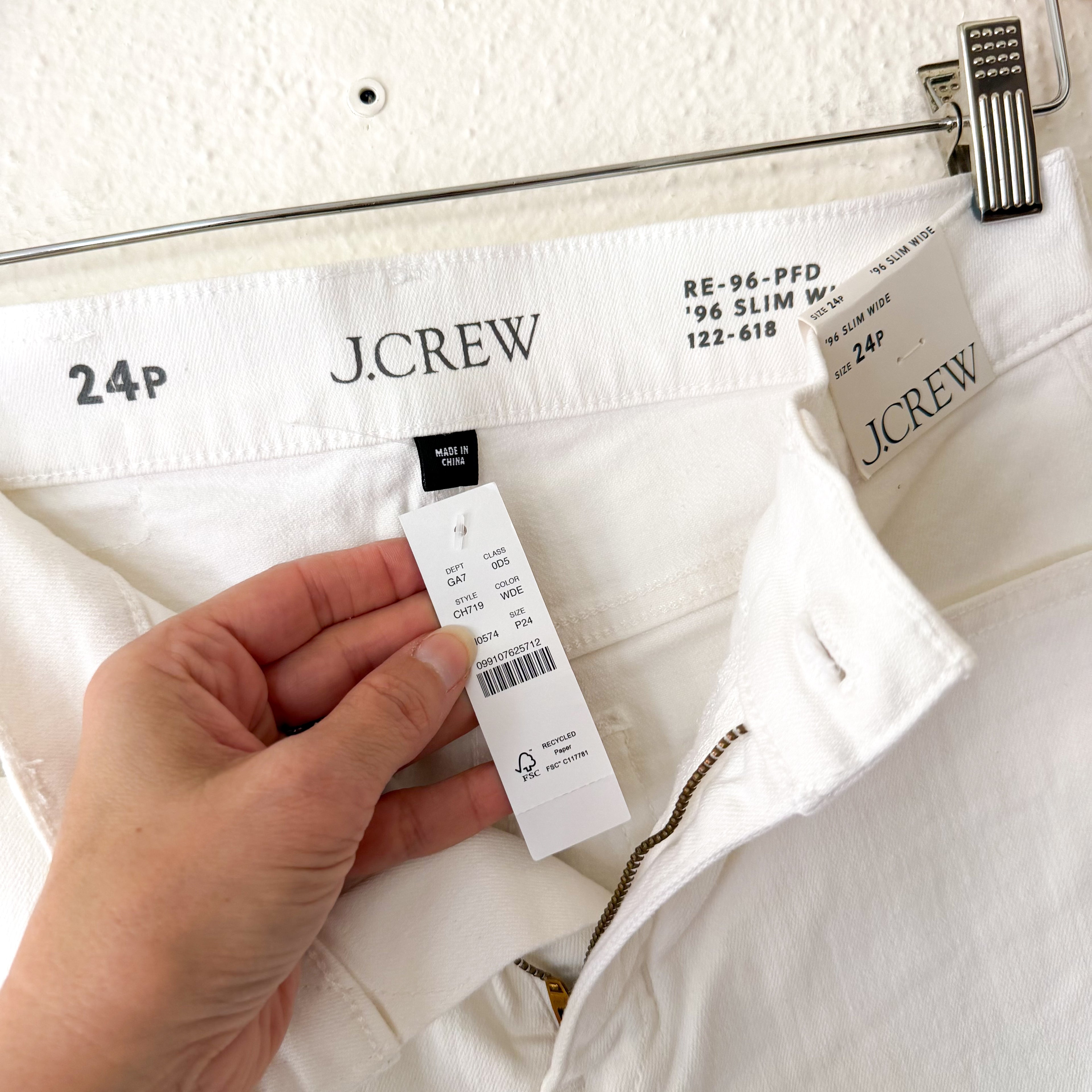 J.Crew '96 Slim Wide-Leg Jean in White Denim | 24P