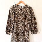 H&M Leopard Print Elbow Sleeve Midi Sheath Dress | XS