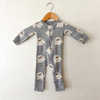 Monica & Andy Halloween Grey Ghosts Organic Fold Over Foot 2-Way Zipper Sleeper | 3-6m