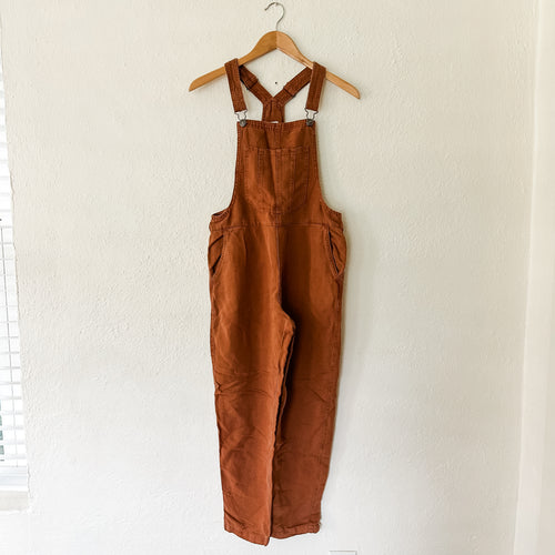 Aerie Linen Blend Rust Brown Overalls | XS
