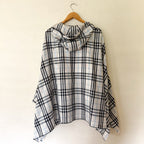 Burberry London Light Blue Plaid Packable Poncho Raincoat | OS