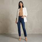 H&M Open Front Crepe Blazer in Cream | 0