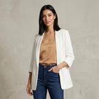H&M Open Front Crepe Blazer in Cream | 0