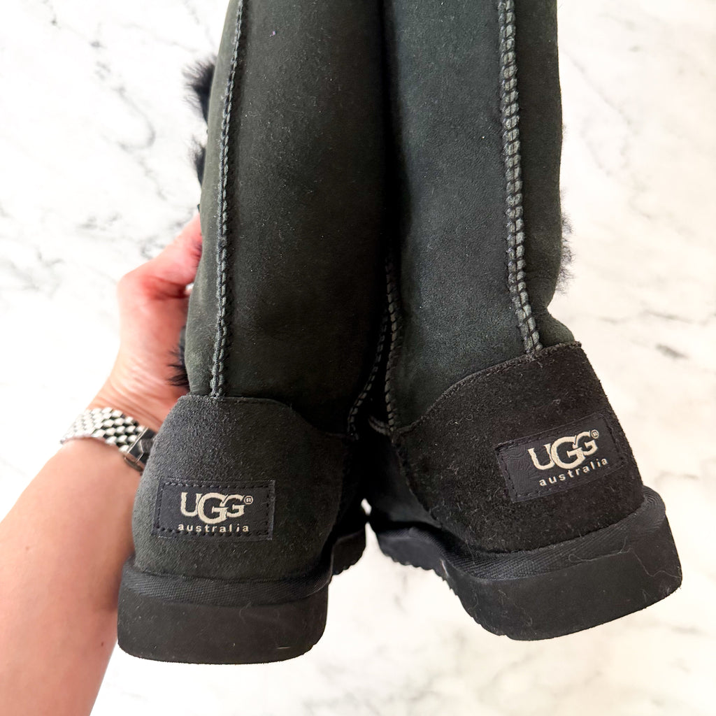 UGG Australia Black Sheepskin Bailey Button Triplet Boots | 2Y