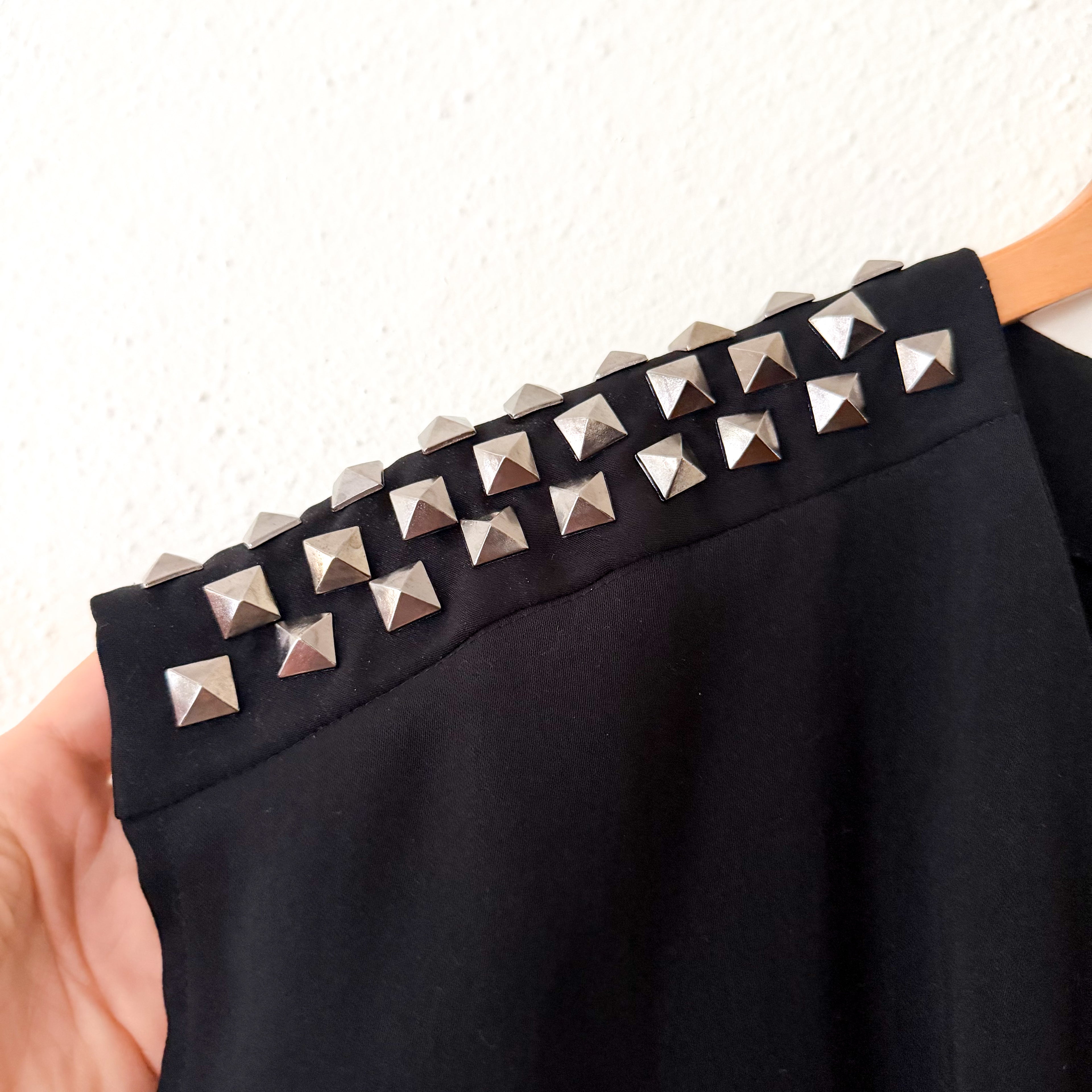 Silence & Noise Black Studded Short Sleeve Romper | S