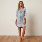 Cloth & Stone Long Sleeve Acid Wash Tencel Denim Shirt Dress | XS
