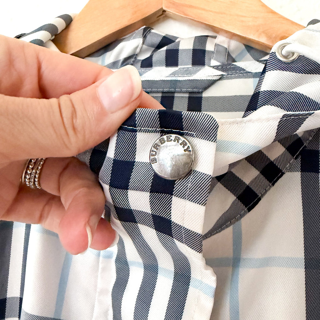 Burberry London Light Blue Plaid Packable Poncho Raincoat | OS