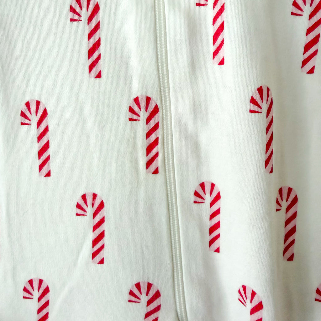 Primary Organic Candy Cane 2-Way Zipper Footed Sleeper | 6-9m