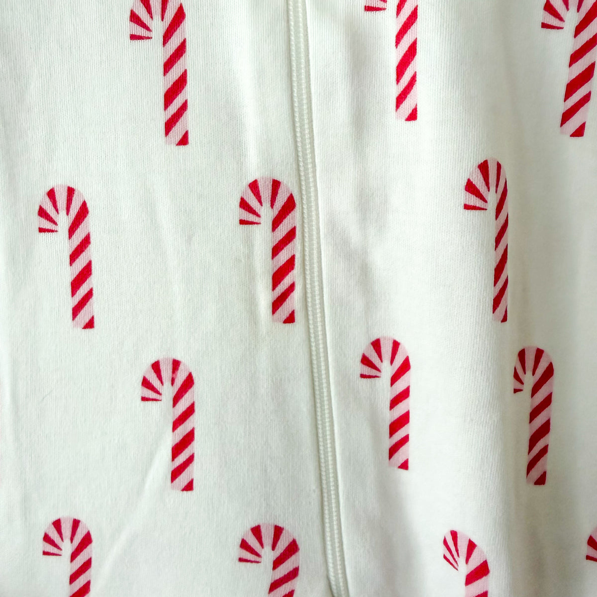 Primary Organic Candy Cane 2-Way Zipper Footed Sleeper | 6-9m