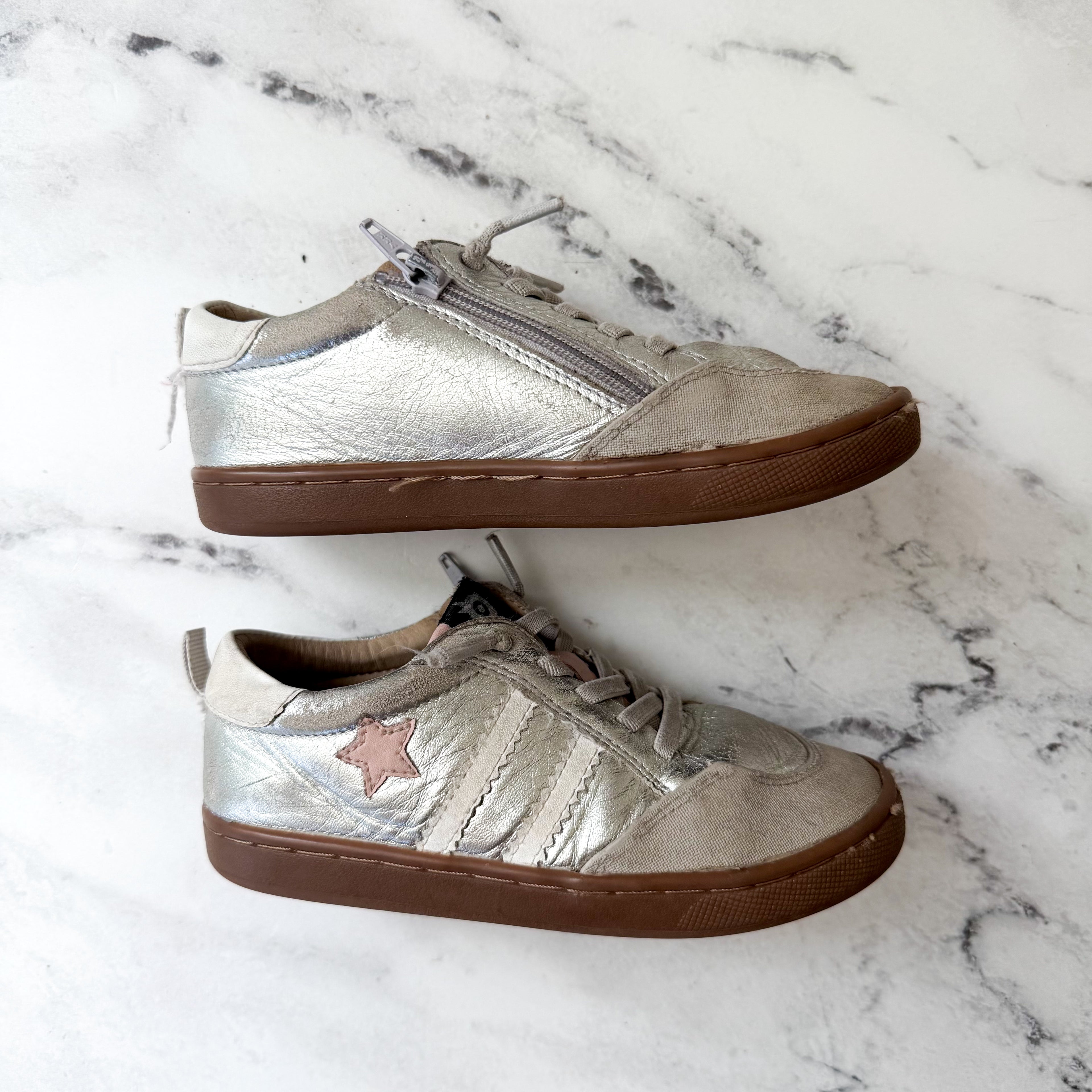 Old Soles Kids Wos Pink Star Champagne Leather Sneakers | 11