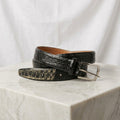 Martin Dingman Black Genuine Crocodile Leather Belt with Silver Buckle | 38