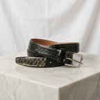 Martin Dingman Black Genuine Crocodile Leather Belt with Silver Buckle | 38