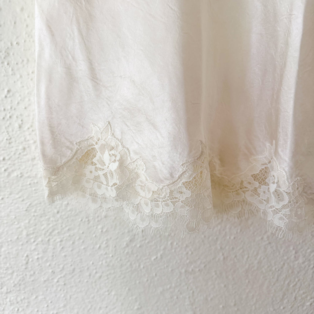 J.Crew Gwen Lace-Trim Slip Skirt in Textured Cream Satin | XXS