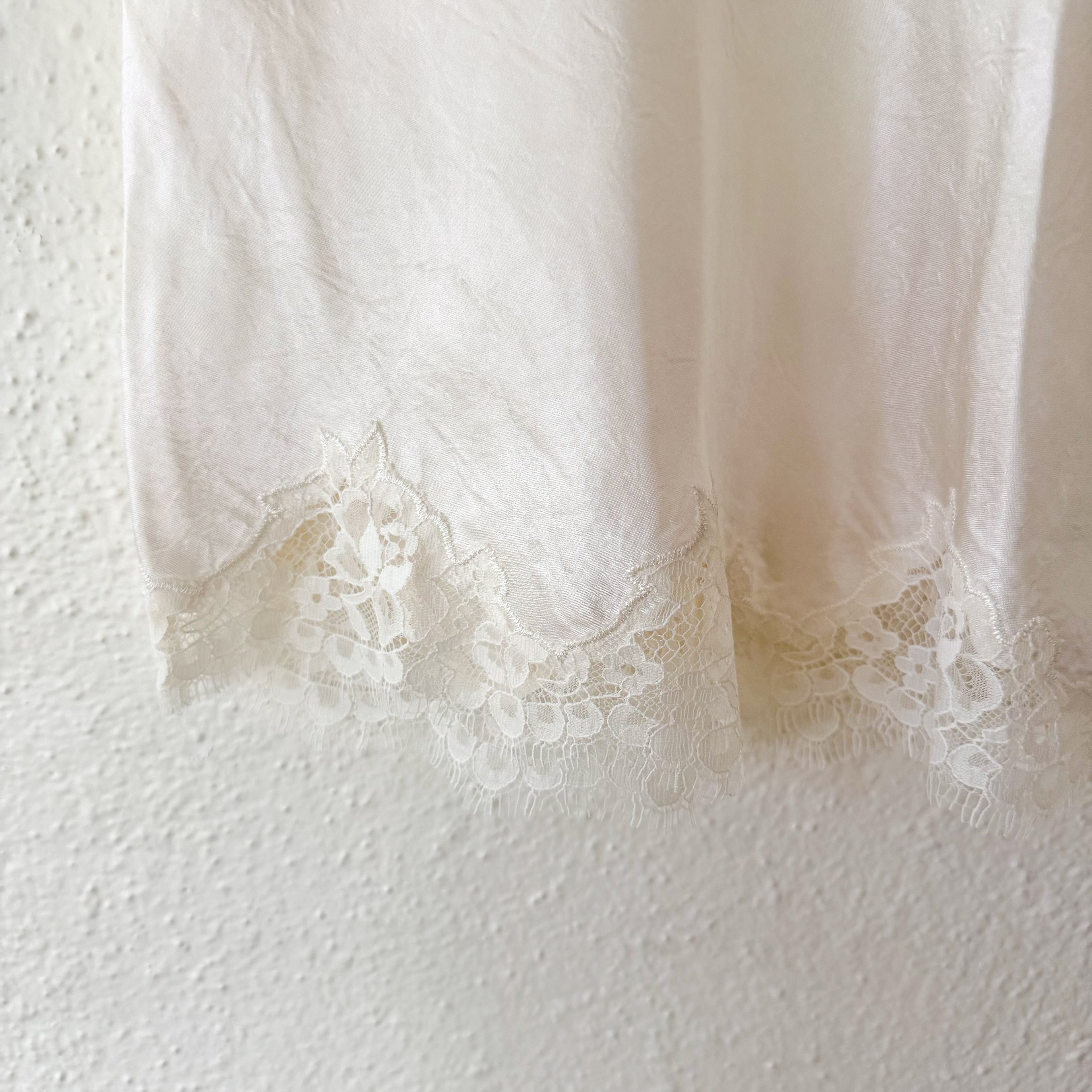 J.Crew Gwen Lace-Trim Slip Skirt in Textured Cream Satin | XXS