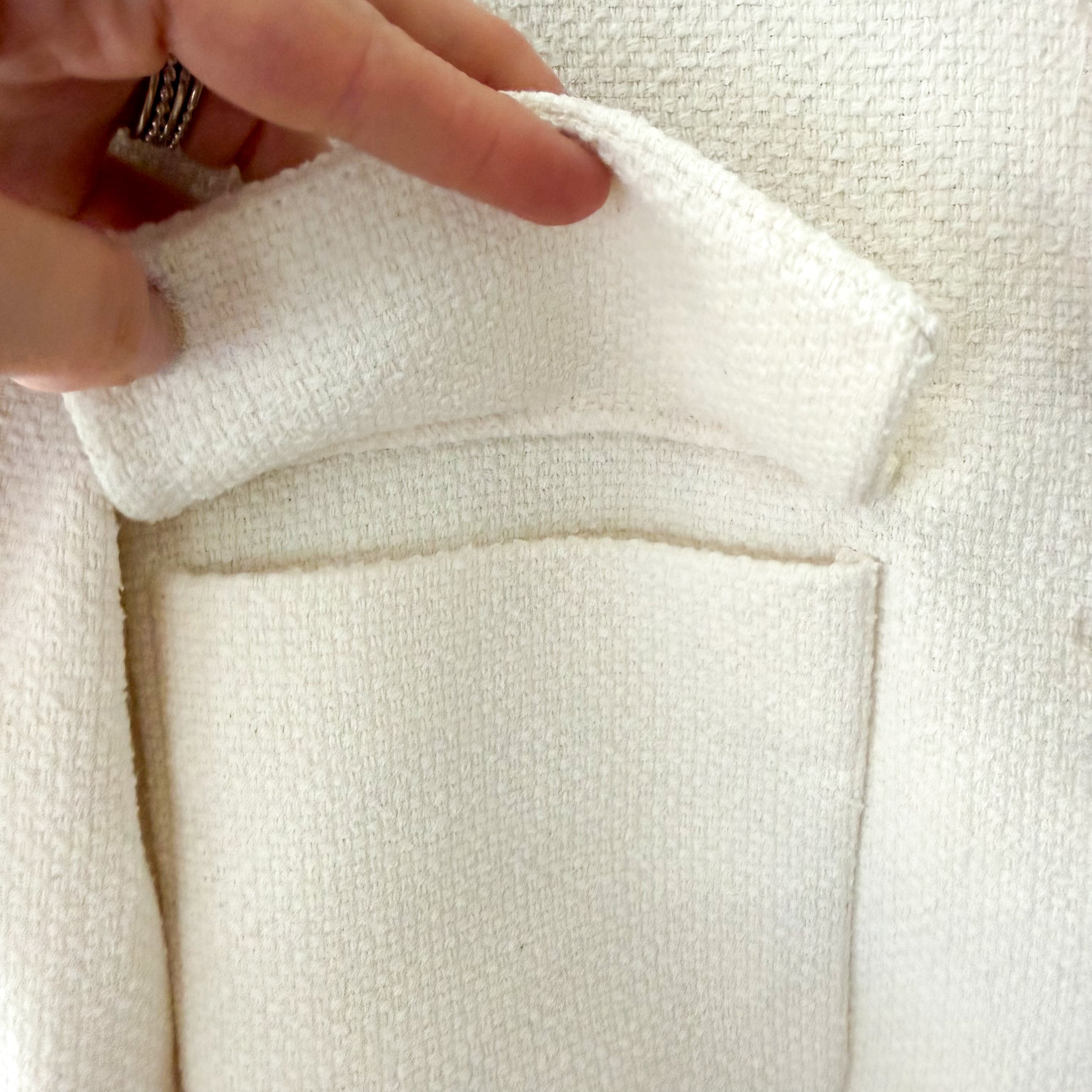 Mango MNG Textured Tweed Italian Fabric Jacket with Gold Buttons in Ecru | XXS
