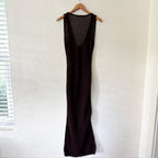 Monday Swimwear Crochet Monte Carlo Tie Cover Up Midi Dress in Espresso | S