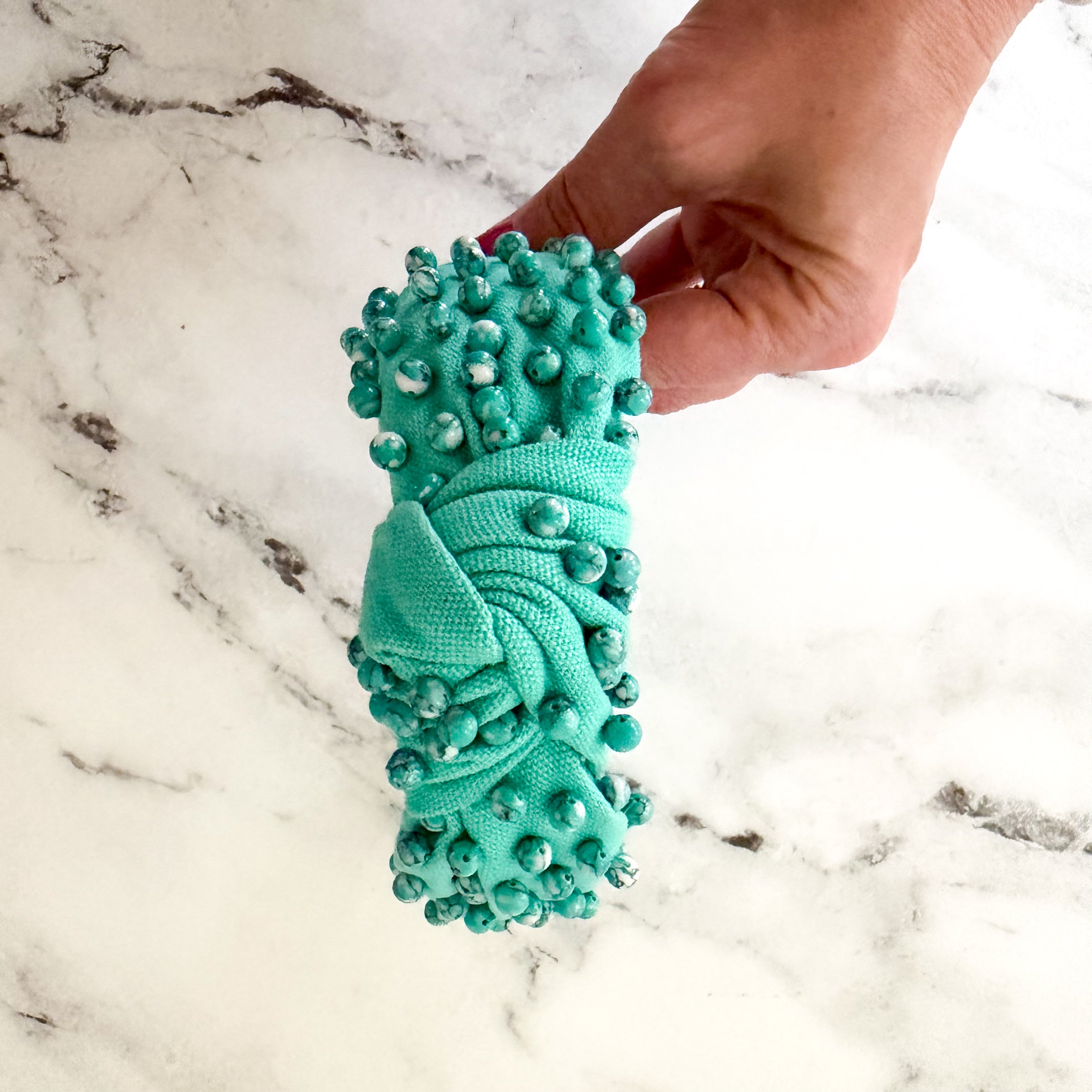 Lele Sadoughi Turquoise Tonal Howlite Round Beaded Embellished Headband