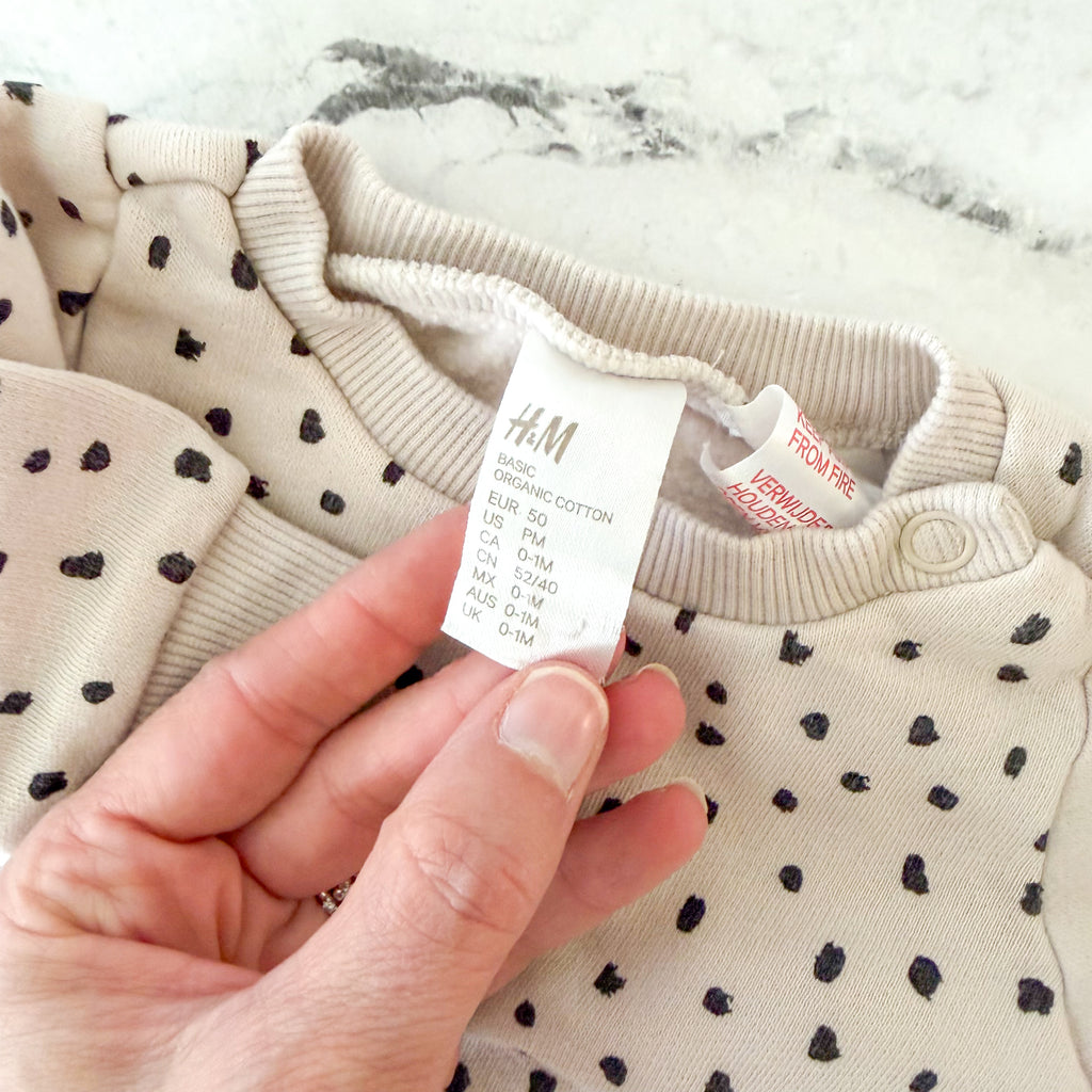 H&M Cream Black Dot Sweatshirt + Sweatshorts Matching Set | Premie