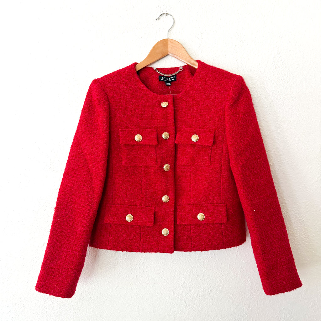J.Crew Isabelle Lady Jacket in Ruby Red Tweed | 0