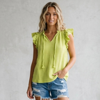Chelsea & Theodore Neon Green Gauze Top | S