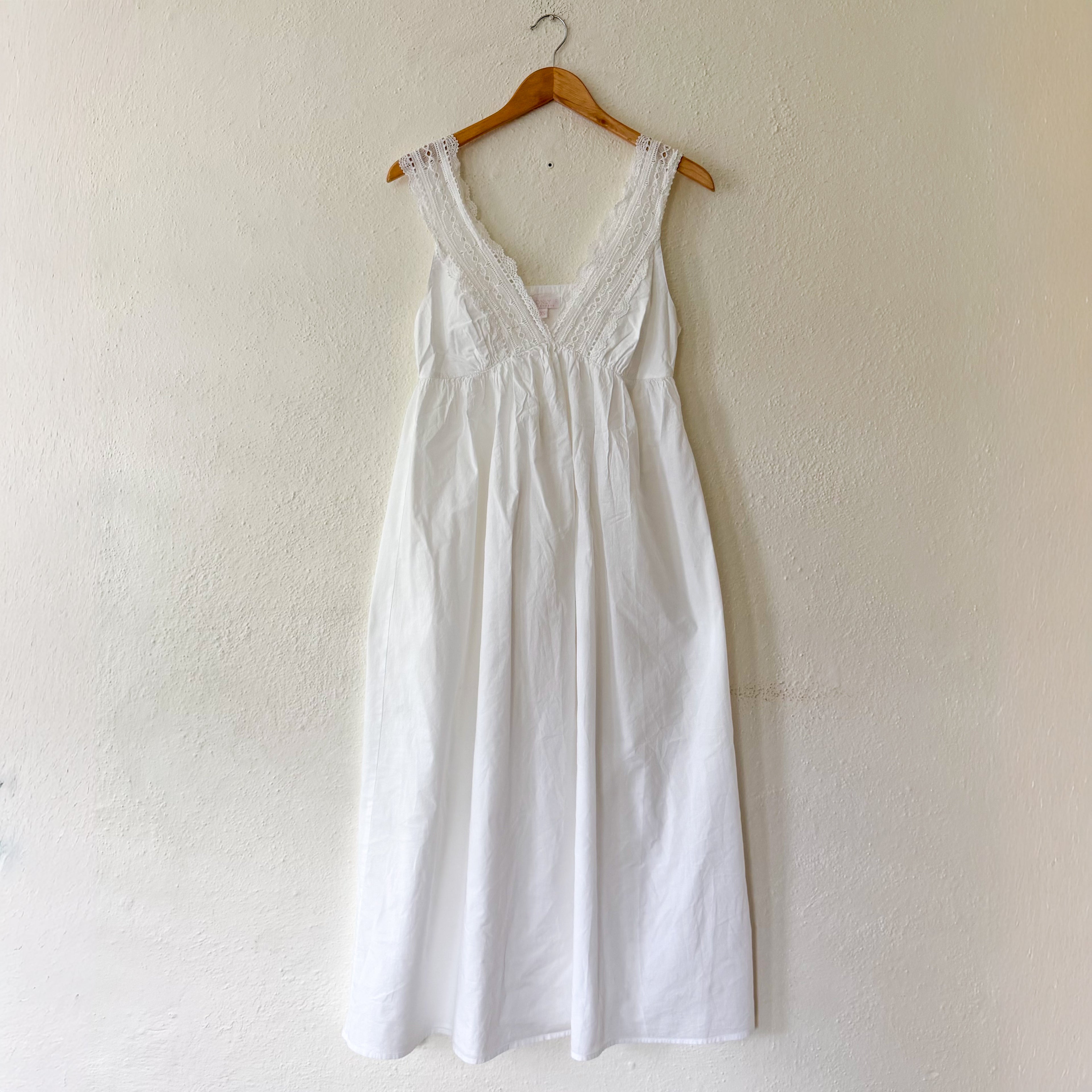 If Only If Nightwear 100% Organic Cotton Lace Bust Midi Nightgown | XS
