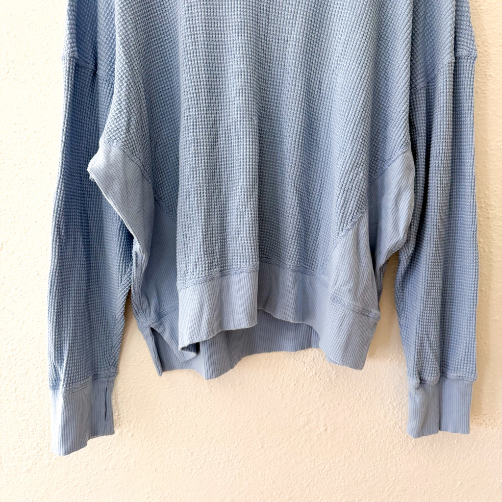Aerie Offline Oversized Waffle Long Sleeve Shirt with Thumbholes in Cornflower Blue | M