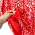 Old Navy Red Whimsical Flora & Fauna 3/4 Sleeve Shift Dress | XS