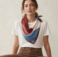 Retro Geometric Colorblock Silky Square Scarf