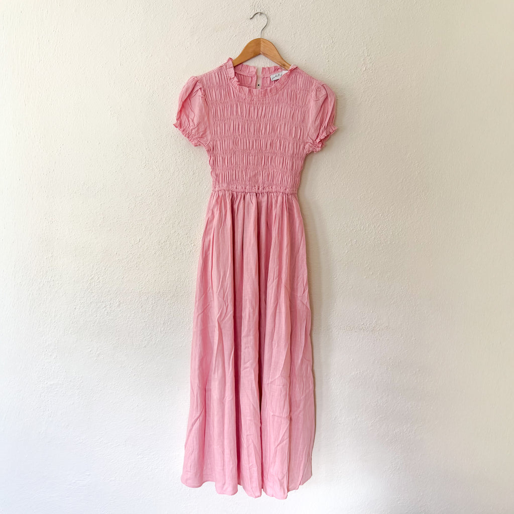 Petal & Pup Darla Puff Sleeve Midi Dress in Pink | XXS
