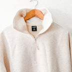 Avia Scuba Knit Funnel Neck Cropped Quarter Zip Sweatshirt in Wheat Heather | S