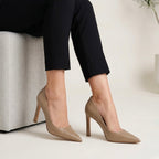 MICHAEL Michel Kors Womens Birch Amara Taupe Leather Pointed Toe Pump | 6.5