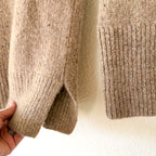 Vince 100% Cashmere Donegal Side Slit Turtleneck Sweater in Beige Camel | XXS