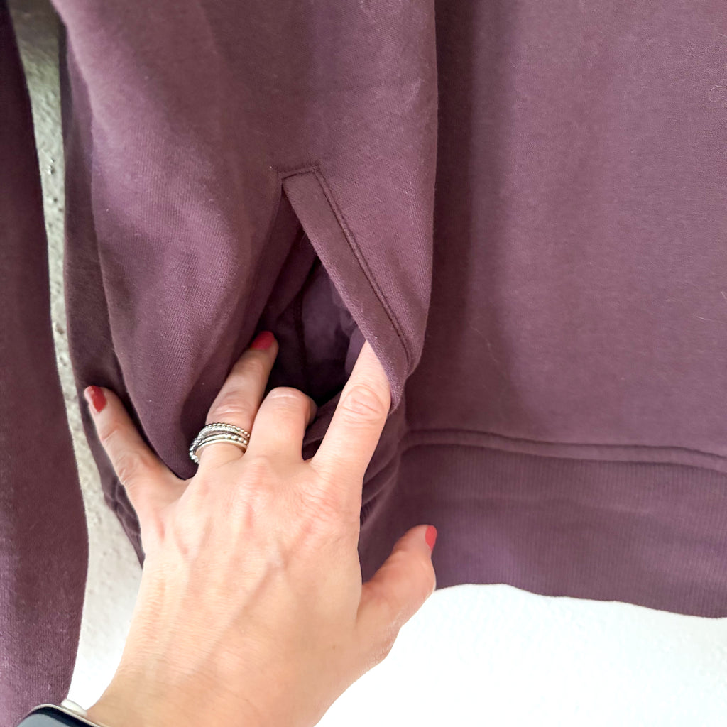 Zella Funnel Neck Pullover Sweatshirt in Brown Mole | XS