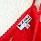 Juliet Dunn London Red Wave Cotton Poplin Strappy Embroidered Lace Midi Slip Dress | sz 1 (S-4/6)