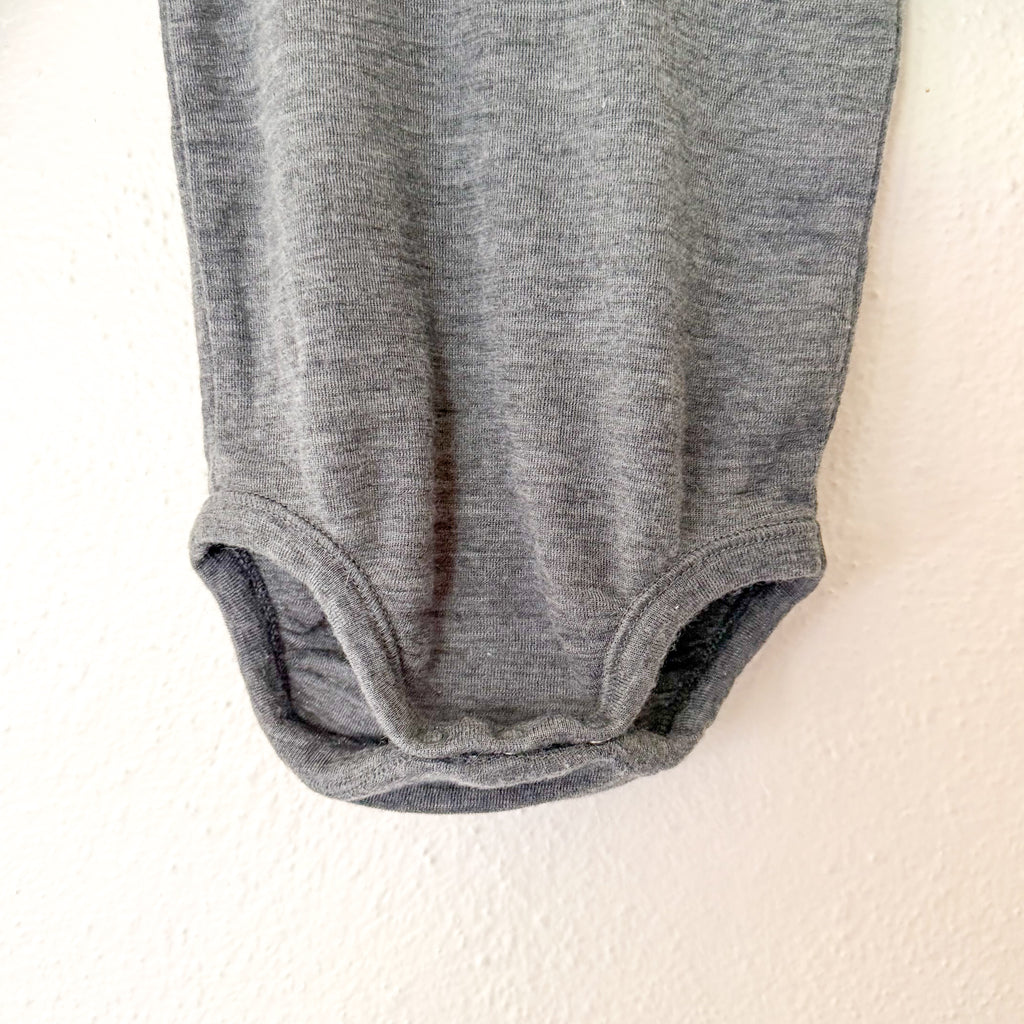 H&M 100% Washable Wool Charcoal Long Sleeve Bodysuit | 9-12m