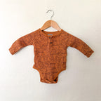 Old Navy Brown Bear Textured Cotton Long Sleeve Bodysuit | 6-12m