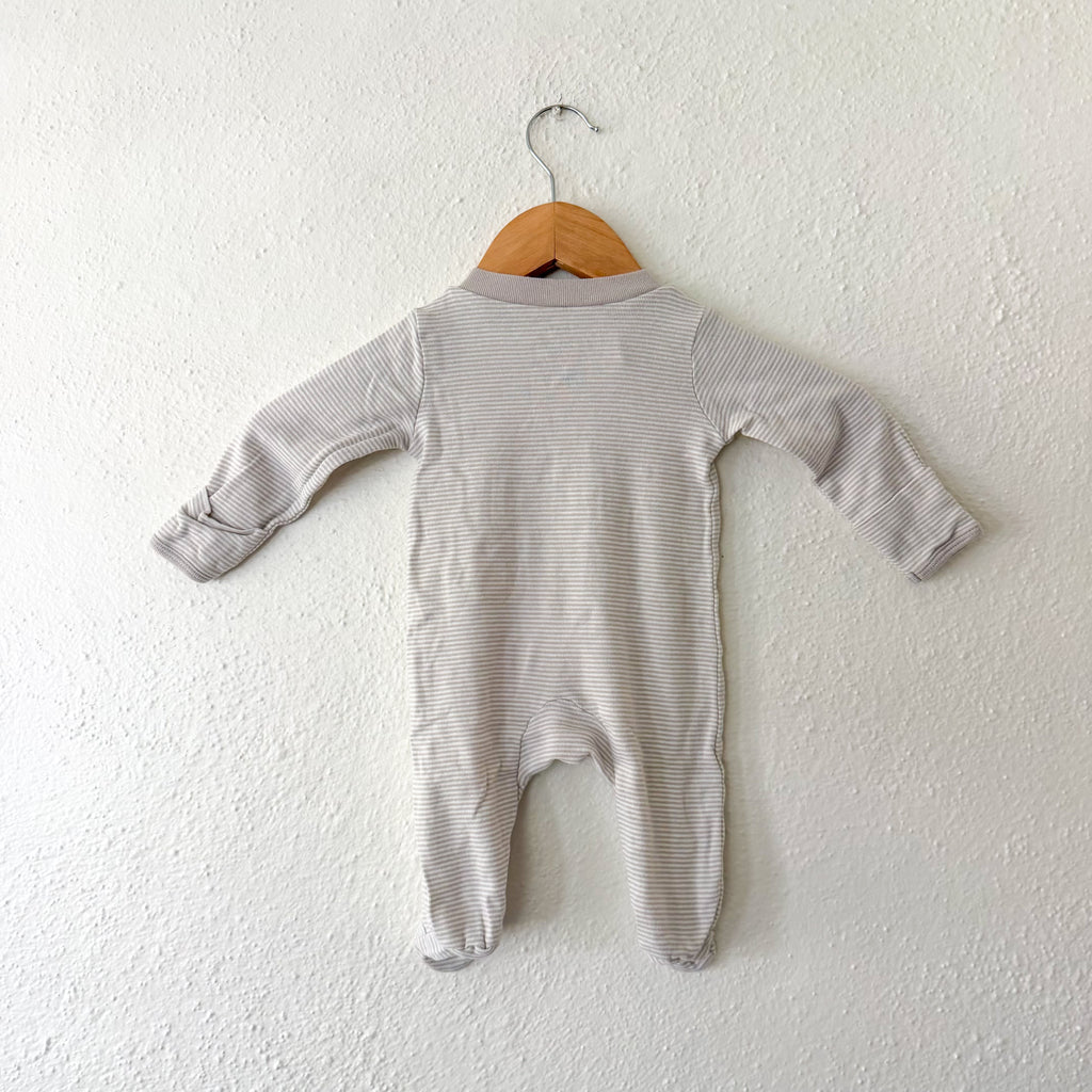 Carter's Taupe Cream Stripe 2-Way Zipper Footed Sleeper | 0-3m