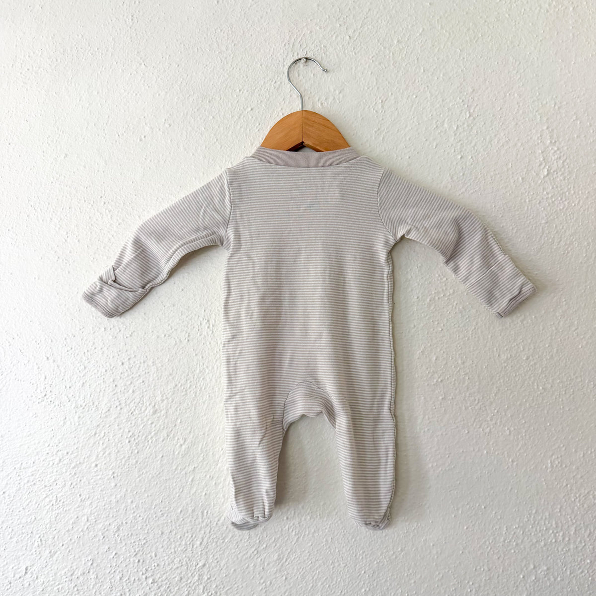 Carter's Taupe Cream Stripe 2-Way Zipper Footed Sleeper | 0-3m